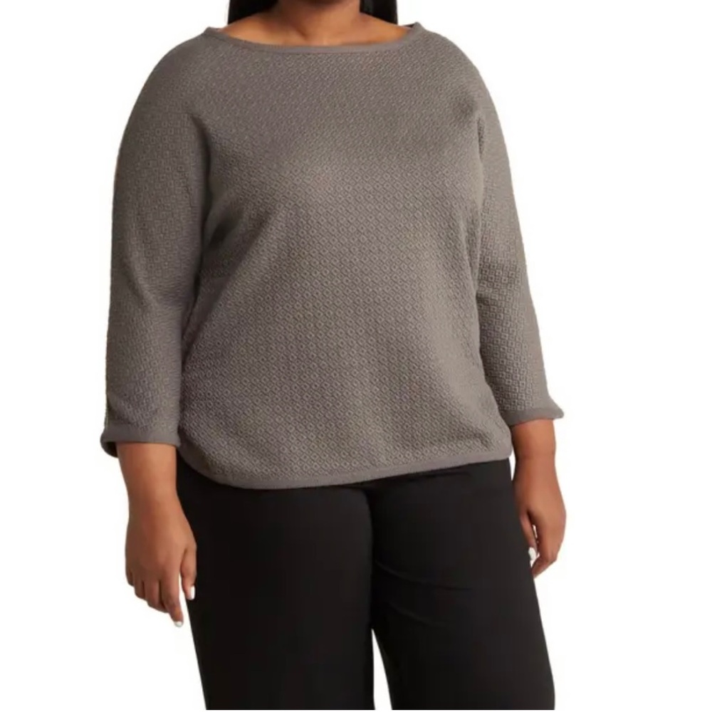 🛍️NWT Max Studio 2X Waffle Knit Gray/Charcoal Top